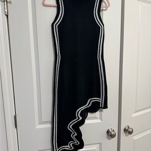 Elegant Black and White Asymmetrical Dress